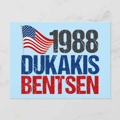 1988 Dukakis Bentsen Funny Retro Election Postcard