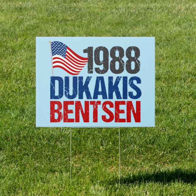 1988 Dukakis Bentsen Funny Retro Election Yard Sign (Insitu)