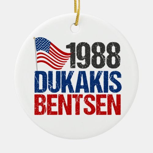 1988 Dukakis Bentsen Retro Democrat Ceramic Ornament