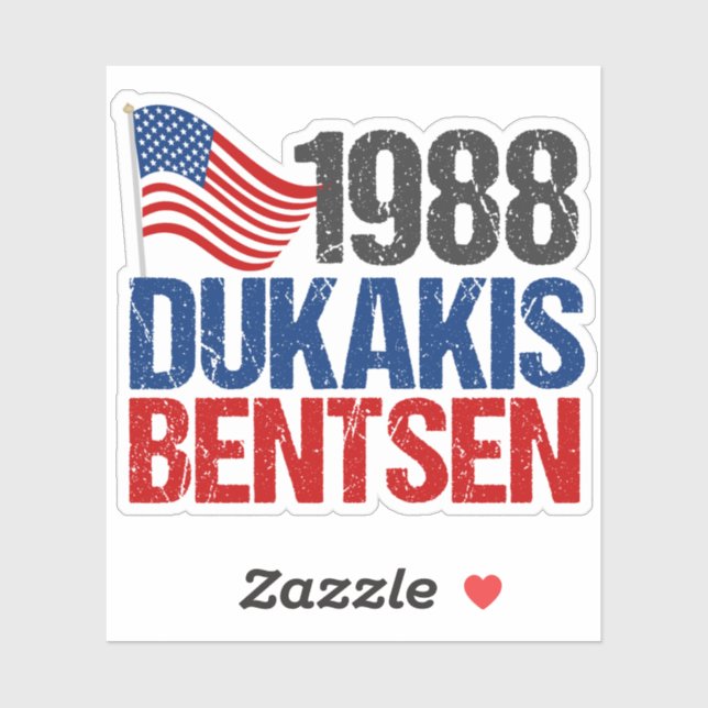 1988 Dukakis Bentsen Retro Democrat Classic Round  Sticker (Sheet)