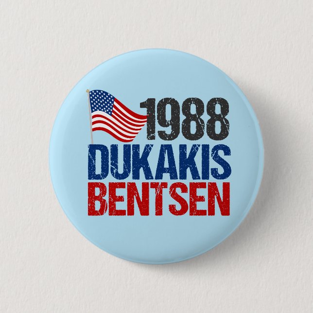 1988 Dukakis Bentsen Retro Election Button (Front)