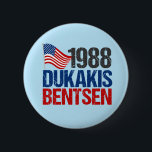 1988 Dukakis Bentsen Retro Election Button<br><div class="desc">Funny vintage political campaign items with the candidates for the democratic party in the eighties. Michael Dukakis and Lloyd Bentsen for president.</div>