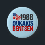 1988 Dukakis Bentsen Retro Election Button<br><div class="desc">Funny vintage political campaign items with the candidates for the democratic party in the eighties. Michael Dukakis and Lloyd Bentsen for president.</div>