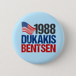 1988 Dukakis Bentsen Retro Election Button