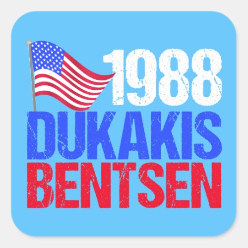1988 Dukakis Bentsen Retro Election Square Sticker
