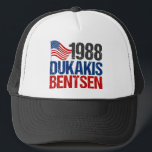 1988 Dukakis Bentsen Vintage Election Trucker Hat<br><div class="desc">A cool retro political gift for someone who remembers the democrat duo Michael Dukakis and Lloyd Bentsen. I miss 80s elections.</div>
