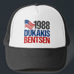 1988 Dukakis Bentsen Vintage Election Trucker Hat<br><div class="desc">A cool retro political gift for someone who remembers the democrat duo Michael Dukakis and Lloyd Bentsen. I miss 80s elections.</div>