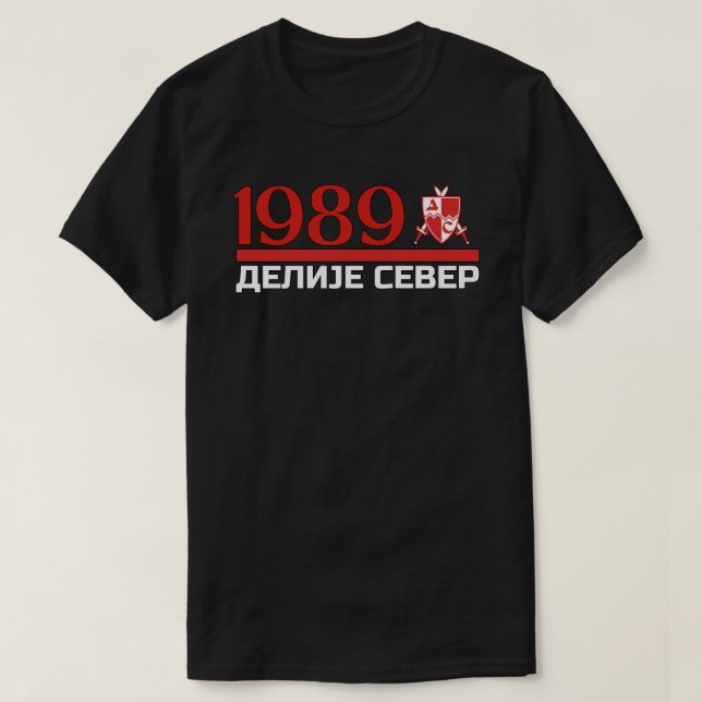 1989 Delije Sever Crveno Belo T-Shirt (Design Front)