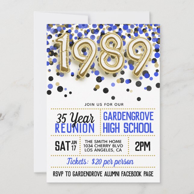1989 High School College Reunion Invitation (Front)