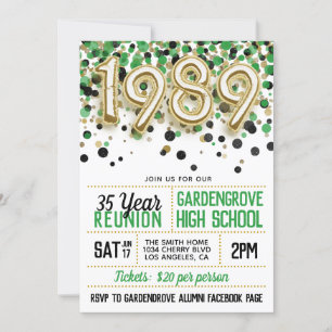 1989 High School College Reunion Invitation