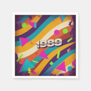 1989- Retro Vintage 80s Neon Geometric - Napkins