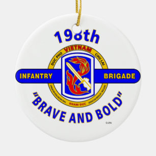 198TH INFANTRY BRIGADE "BRAVE AND BOLD" VIETNAM CERAMIC ORNAMENT