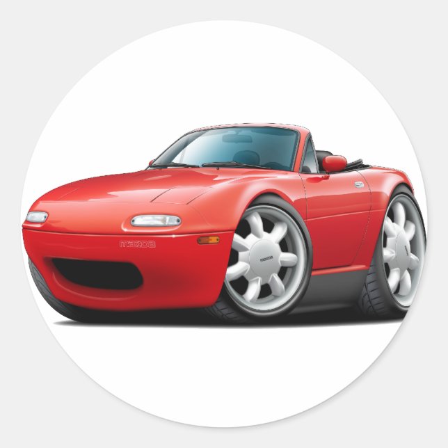 1990-98 Miata Red Car Classic Round Sticker (Front)