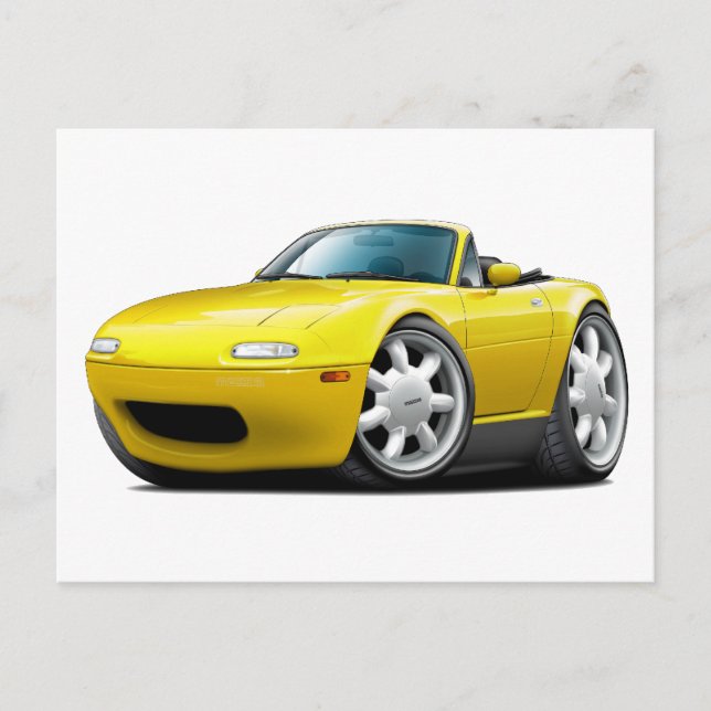1990-98 Miata Yellow Car Postcard (Front)