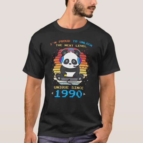 1990 Birthday Party Cake Panda Gaming Unlock The N T_Shirt