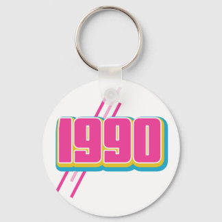 1990 vintage text classic round sticker keychain