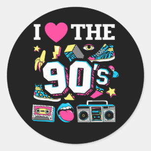 1990's 90s I Heart the Nineties Classic Round Sticker
