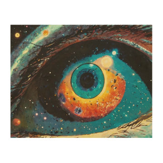 1990s anime sci-fi close-up of an eye with the uni wood wall art