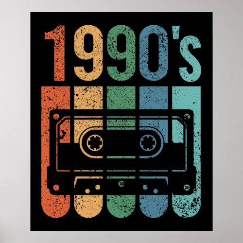 1990s Cassette Tape Grunge Effect Poster