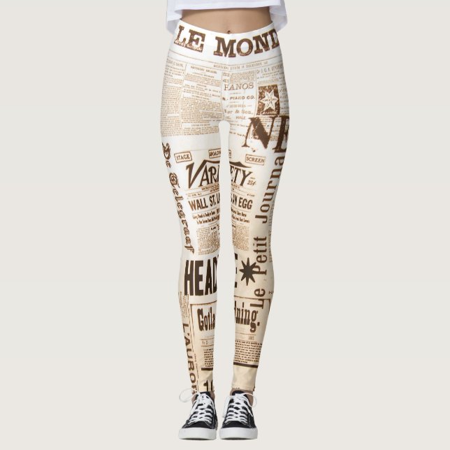 1990's newspaper design legging (Front)