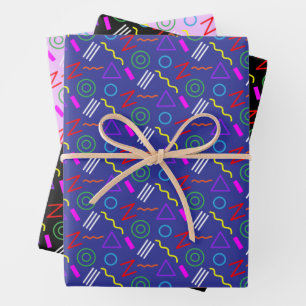 1990s party pattern kids birthday wrapping paper sheets
