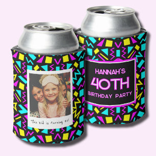 1990s Retro 40th Birthday Photo Can Cooler