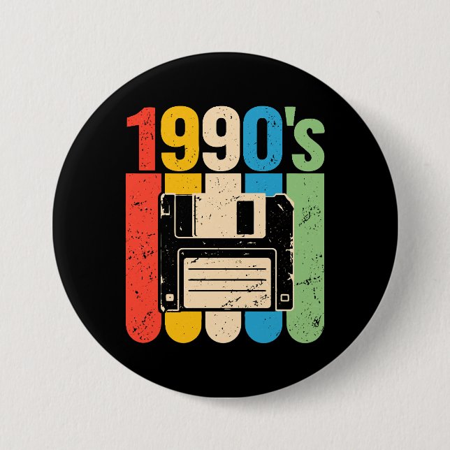 1990s retro floppy disk computer nostalgia button (Front)