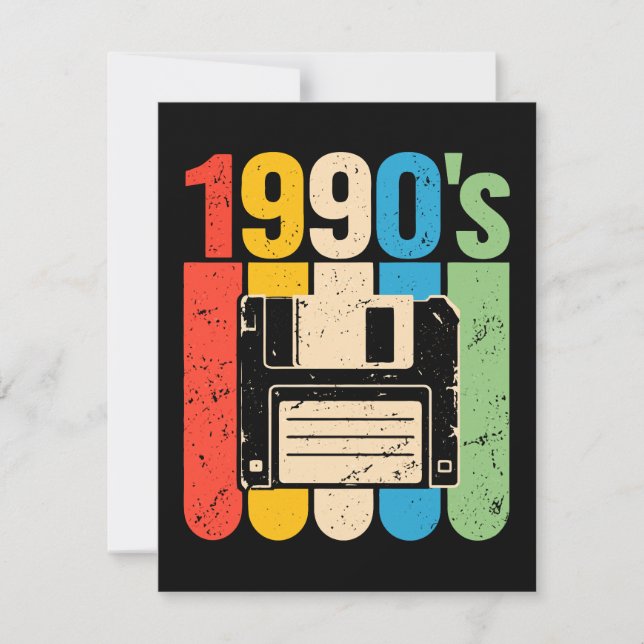 1990s retro floppy disk computer nostalgia invitation (Front)