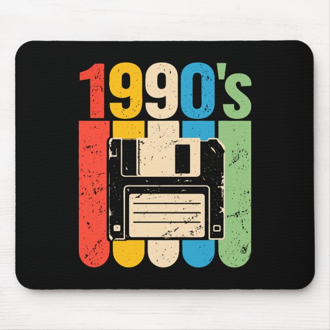 1990s retro floppy disk computer nostalgia mouse pad (Front)