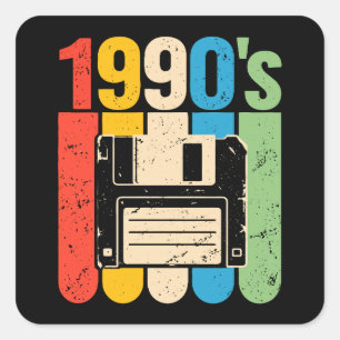 1990s retro floppy disk computer nostalgia square sticker