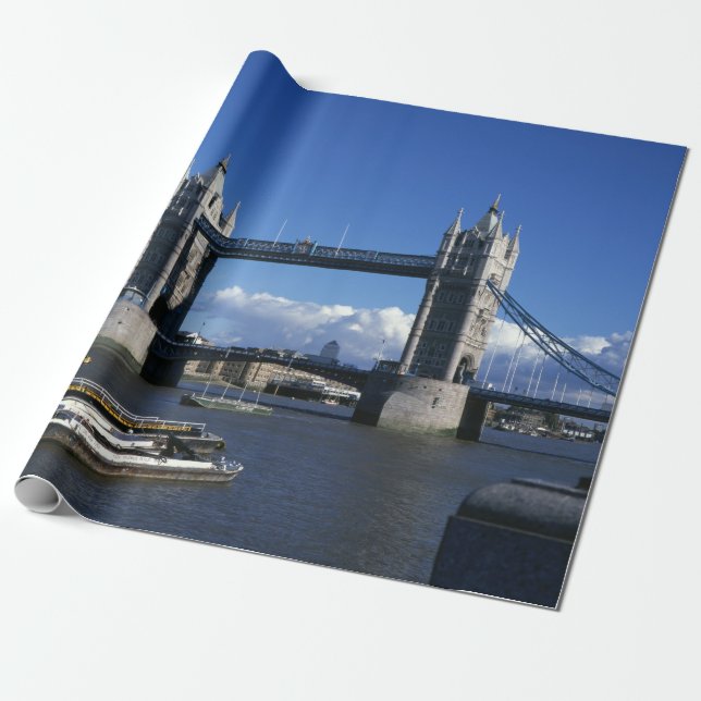1990's view of Tower Bridge  Wrapping Paper (Unrolled)