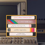 1990s Vintage VHS Tape 90's Birthday Party Invitation<br><div class="desc">Customize the background color behind and on the back; delete backer pattern if desired,  add photos etc in the full editor. Original cassette design by Becky Nimoy 2024</div>