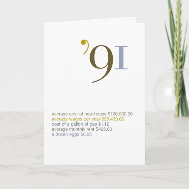 1991 Birthday Fun Facts Card (Front)