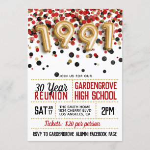 1991 High School College Reunion Invitation
