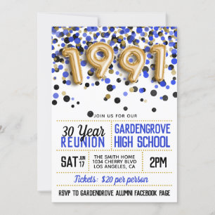 1991 High School College Reunion Invitation