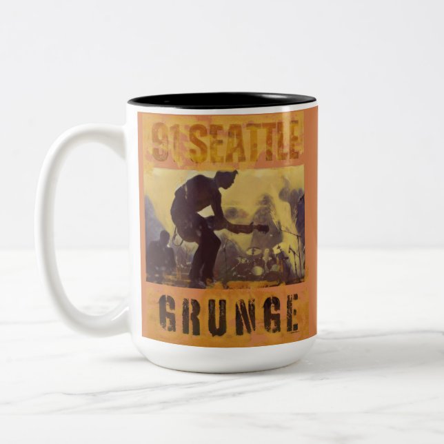 1991 Seattle Grunge Bands Two-Tone Coffee Mug (Left)