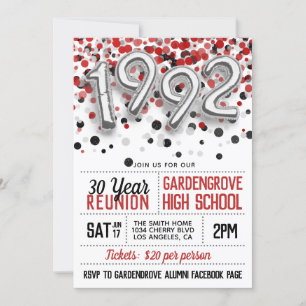 1992 High School College Reunion Invitation