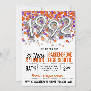 1992 High School College Reunion Invitation