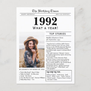 1992 Newspaper Happy Birthday postcard