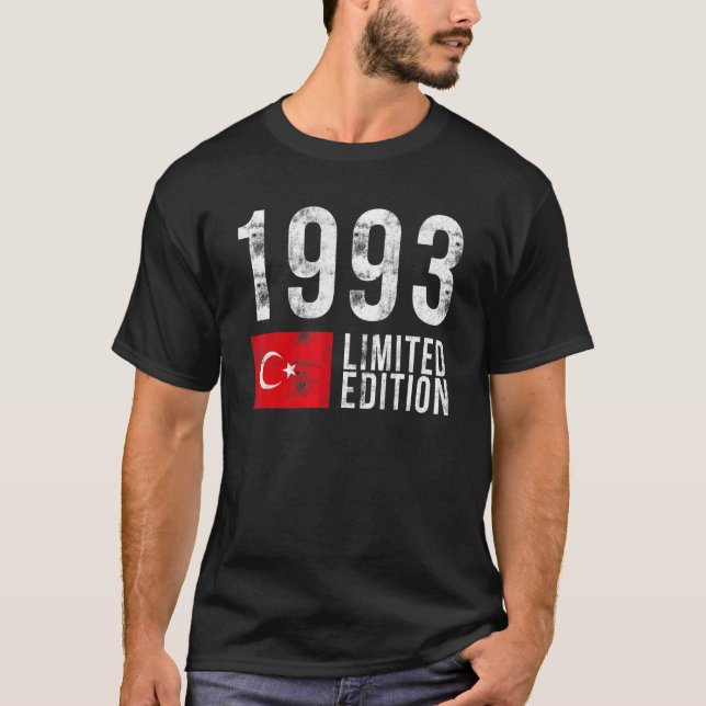 1993 Limited Edition Turkey with Flag Birthday T-Shirt (Front)