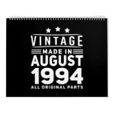 Vintage Awesome Since August 1969 53th Birthday Calendar | Zazzle