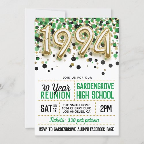 1994 High School College Reunion Invitation