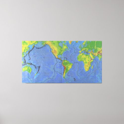 1994 Physical World Map _ Tectonic Plates _ USGS Canvas Print