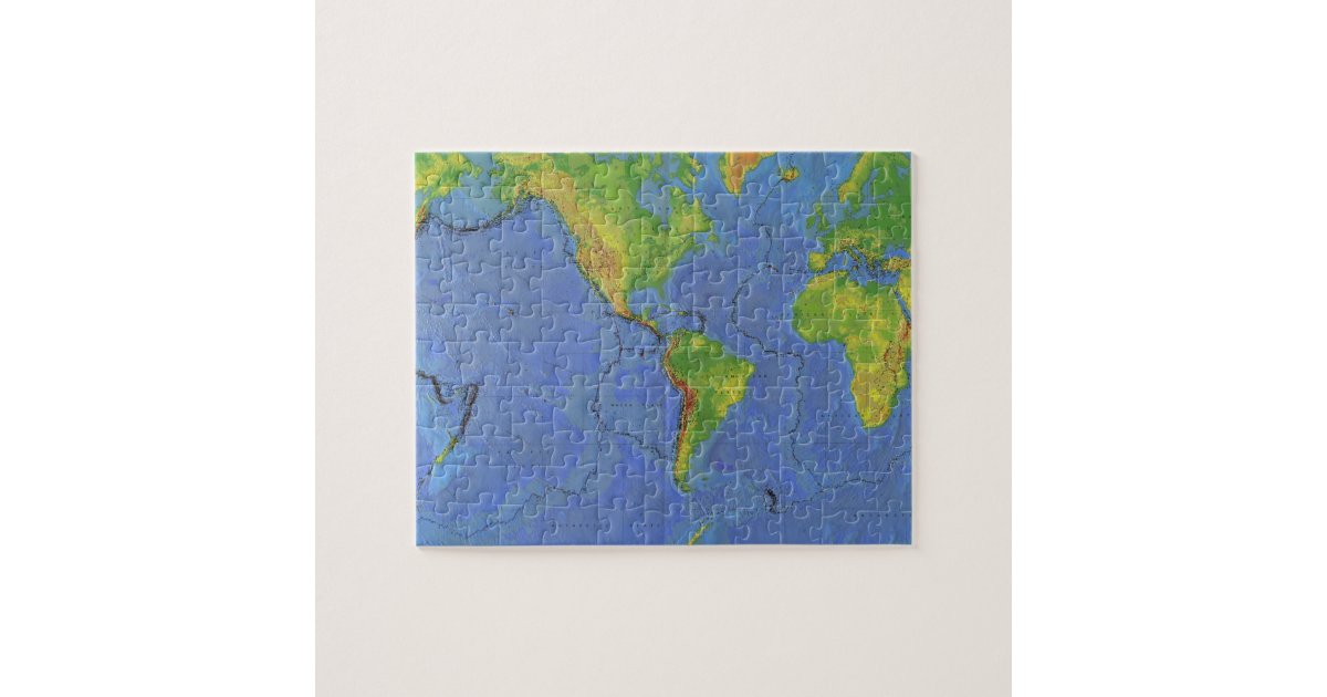 1994 Physical World Map Tectonic Plates USGS Jigsaw Puzzle Zazzle