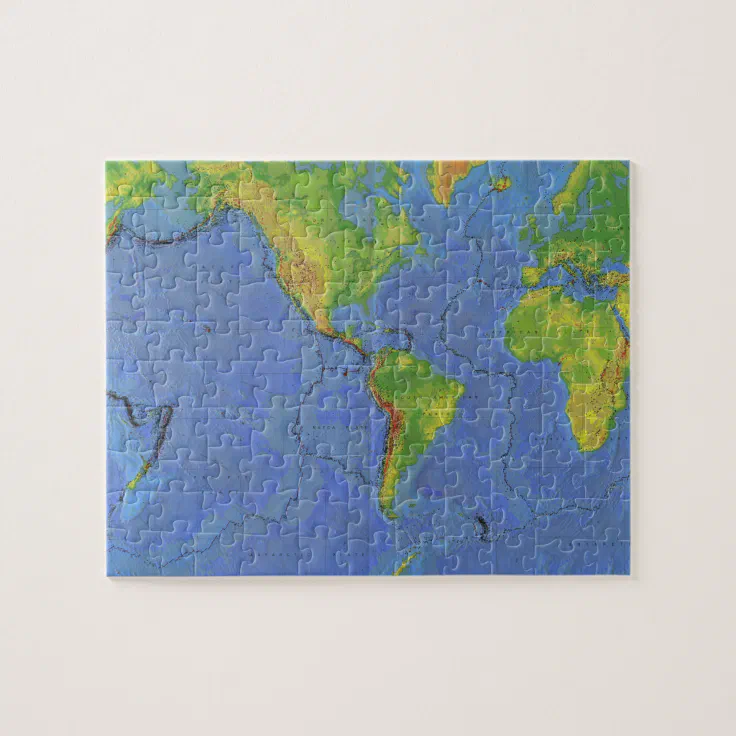 1994 Physical World Map Tectonic Plates USGS Jigsaw Puzzle Zazzle