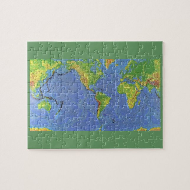 1994 Physical World Map - Tectonic Plates - USGS Jigsaw Puzzle (Horizontal)