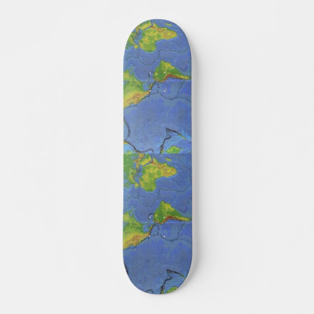 1994 Physical World Map - Tectonic Plates - USGS Skateboard Deck (Front)