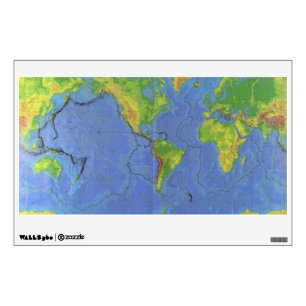 1994 Physical World Map - Tectonic Plates - USGS Wall Decal