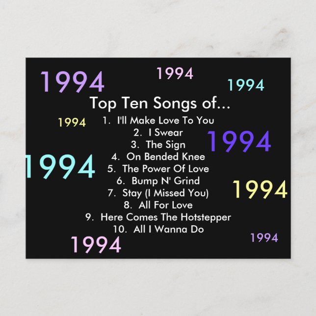 1994 Songs Postcard (Front)