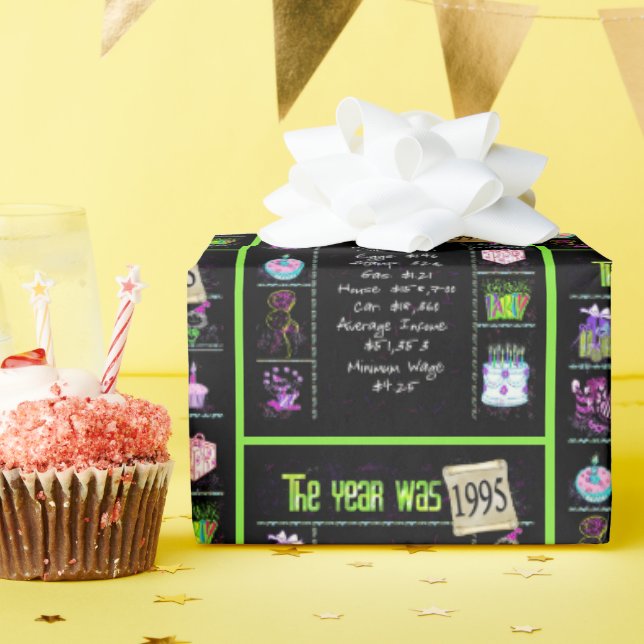 1995 Birthday Year Trivia Wrapping Paper (Birthday Party)